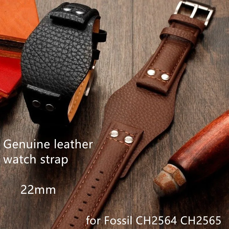 for Fossil CH2564 CH2565 Genuine leather watch strap Stainless steel buckle Comfortable bracelet Watch accessories 20mm 22mm