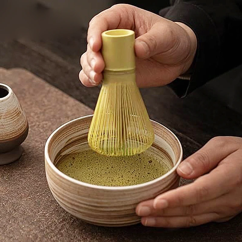 Juego de té Matcha japonés, cepillo de té de bambú, tazón de té de cerámica, composición, herramientas de té tradicionales hechas a mano, regalos de vacaciones, 1 ud.