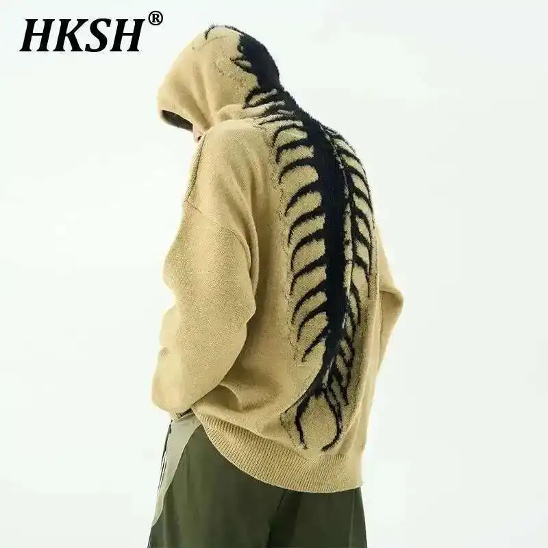 

HKSH американский винтажный женский свитер сороконожки с капюшоном в стиле ретро High Street Ins вязаный топ мужской трендовый свитшот HK2863