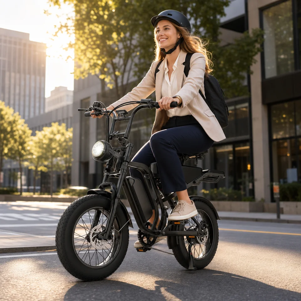 1000W Peak Electric Bike 20"×4.0 Fat Tire Ebike 48V15Ah Removable Battery Dual Suspension Electric Bicycle with Detachable Rear Seat image 2