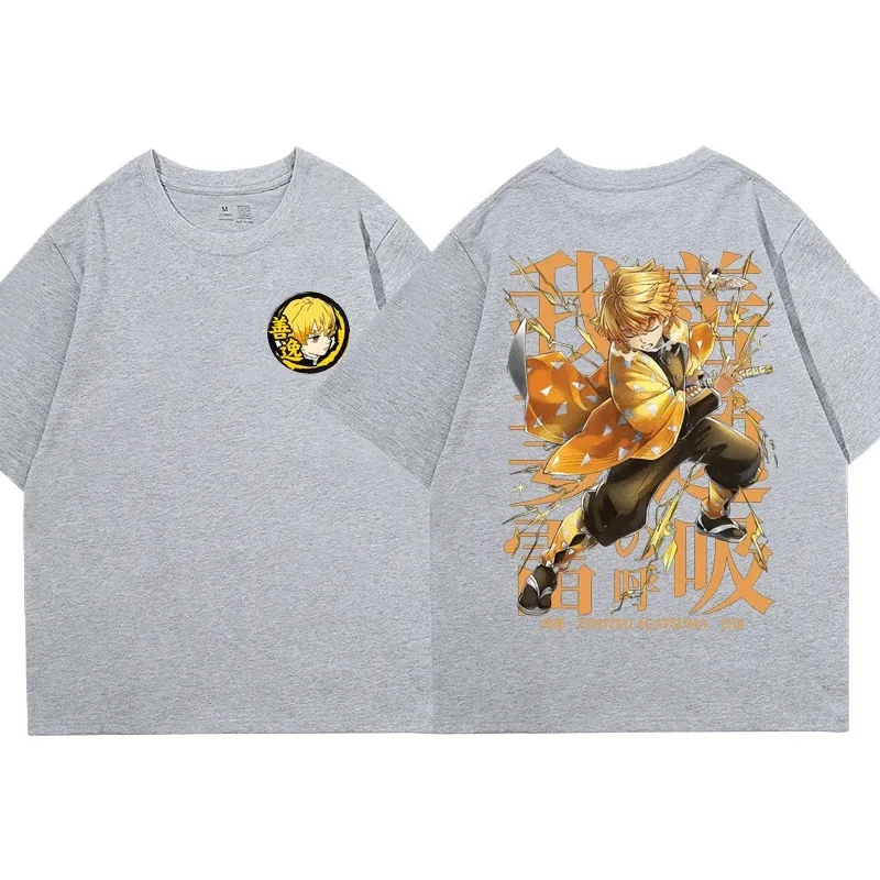 Koszulka z motywem Anime Demon Slayer Zenitsu męska letnia japońska Manga Kimetsu No Yaiba koszulka Inosuke T-shirt męska