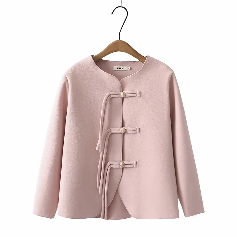 

2024 New Women's Chinese Style Coil Buckle Spring Autumn Coat Casual Versatile Solid Color Large Size Fashion Outerwear Tops