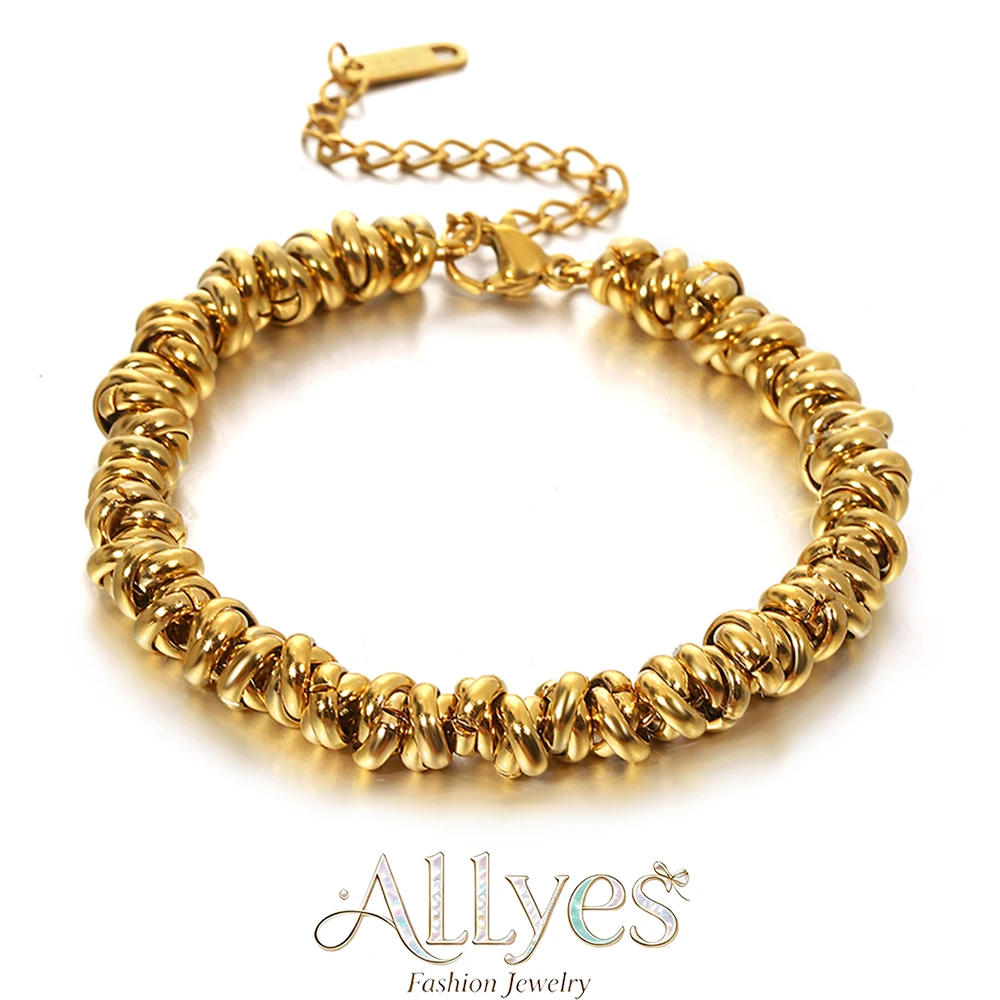 Irregular Geometric Circle Chain Bracelet for Women Delicate Gold Plated Stainless Steel Wrist Bracelets Waterproof Jewelry