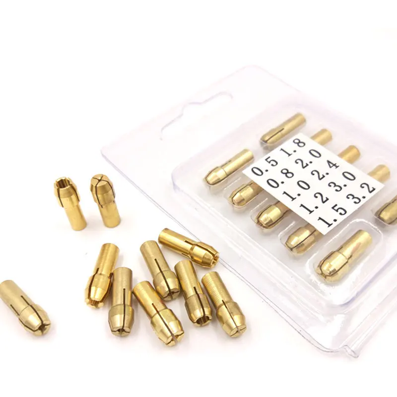 Mini Brass Drill Chucks 0.5-3.2mm For Electronic Dremel Collet Clamp Set Combination 4.2/4.8mm Shank Power Chuck Rotary Tool