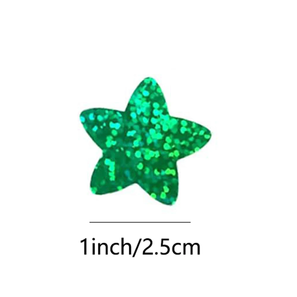 Pegatinas holográficas de estrellas doradas para niños, lámina de recompensa, etiquetas para manualidades de pared, suministros de aula, 100-500