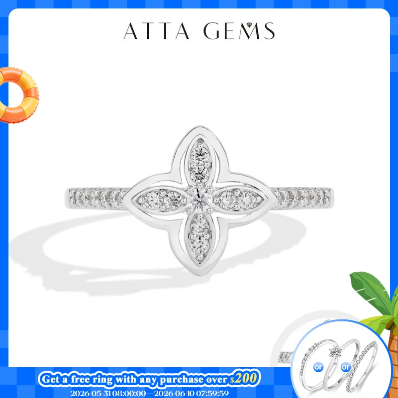 

ATTAGEMS Original Classic Full Moissanite Rings Butterfly Shape 925 Silver Plated 18K Gold Ring Women Engagement Wedding Jewelry