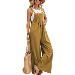 European and American women's clothing hot item solid color T-shirt casual overalls women