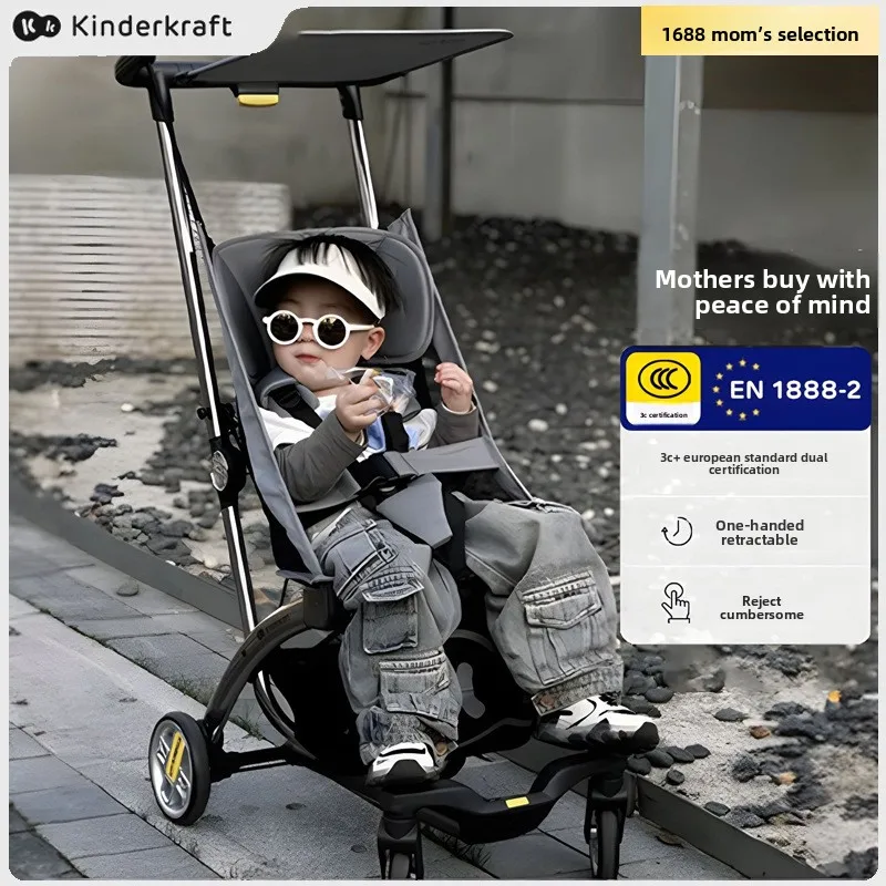 

‌Ultra-Light Baby Stroller - One-Hand Fold Pushcart with High Seat, Compact for Travel, Smooth Ride Outdoor