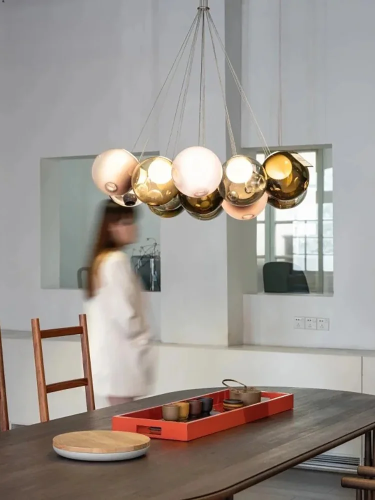 Handmade Glazed Glass Colored Bubble Chandeliers Elegant Lustre Home-applicants Led G9 Dimmable Lightings Suspension 32 Colors