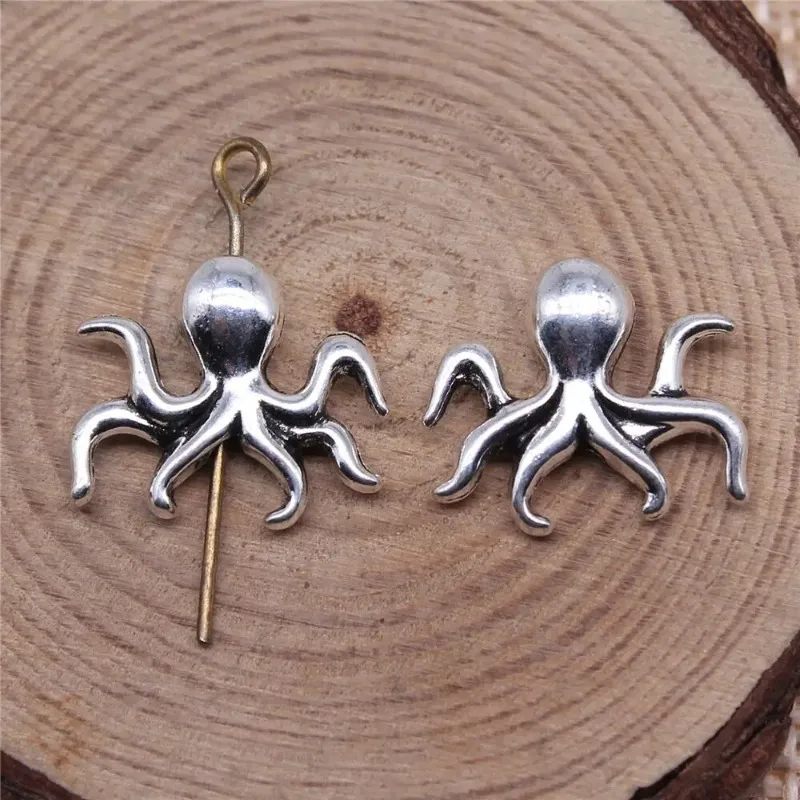 160 Stück antiksilberfarbene Oktopus-Abstandshalter, 16 x 14 mm, für DIY-Armbänder, Ohrringe, Schmuckherstellung, Großhandel – Detail 2