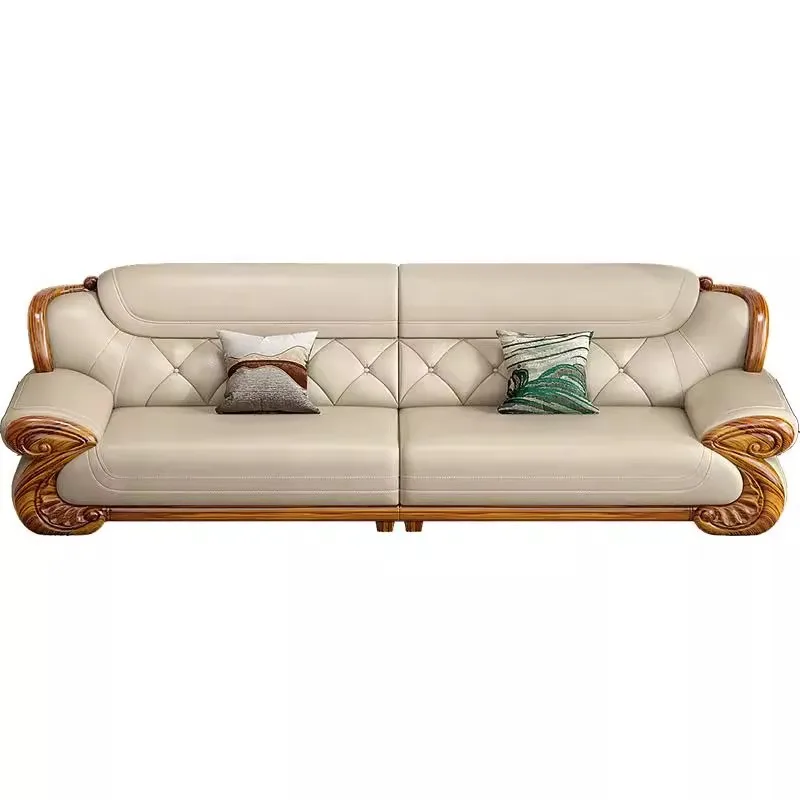 

New Chinese style, ebony sofa, modern high-end first-layer real cowhide sofa, furniture combination