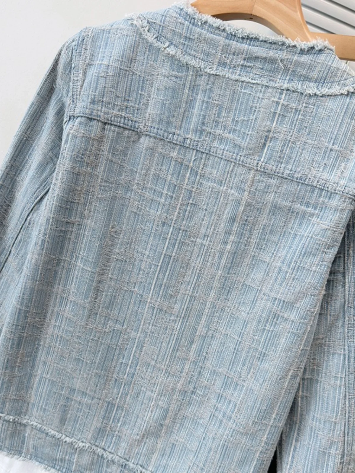 Abrigo de mezclilla con cuello levantado para mujer primavera otoño nueva versión coreana moda abrigo de manga larga Top suelto de un solo pecho