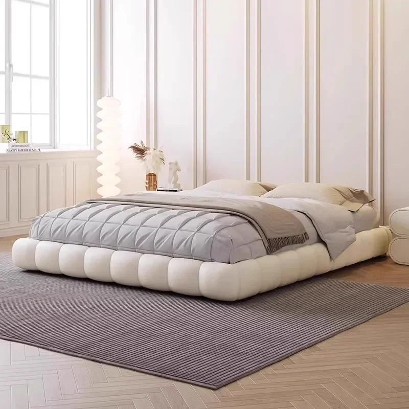 Cream wind tatami bed cat scratch leather bed modern simple double master bedroom 1.5 meters small apartment children's solid