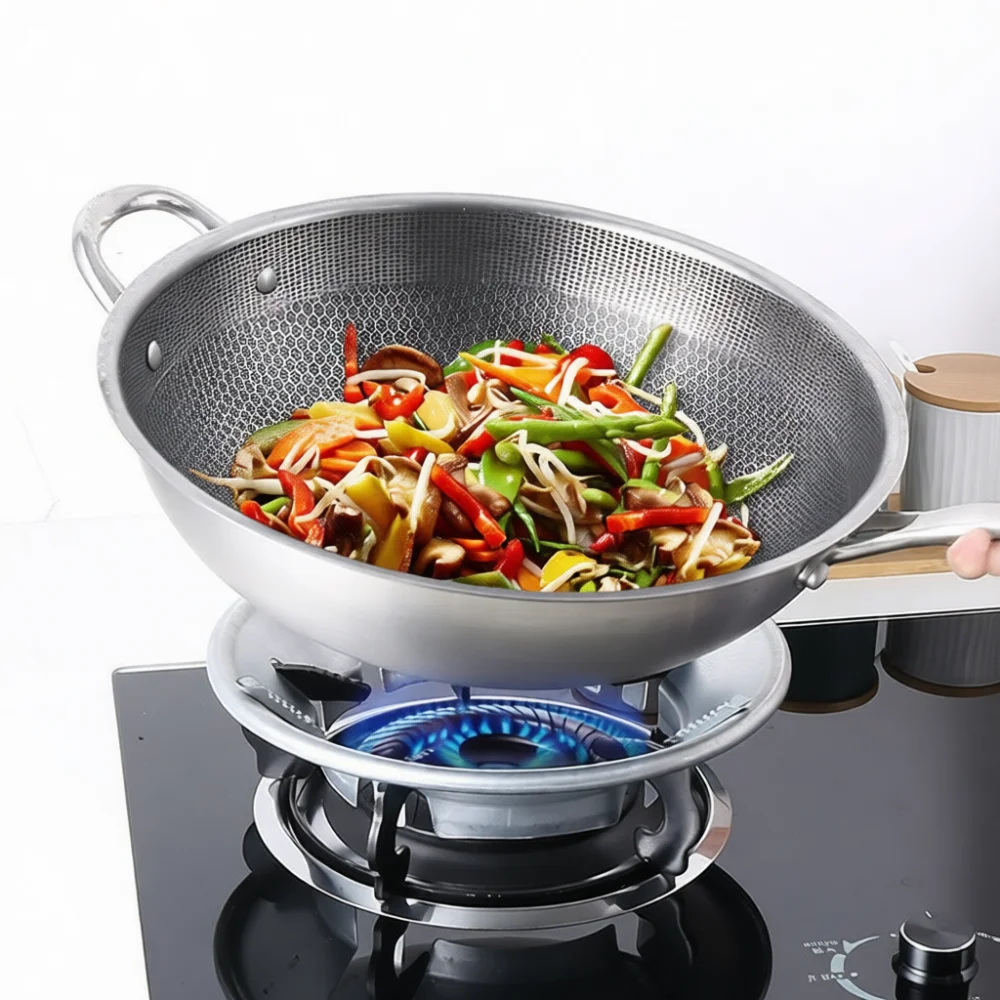 Portable Gas Stove Energy Saving Cover Windproof Flame Collector Pot Stand Metal Kitchen Accessory Burner Tool