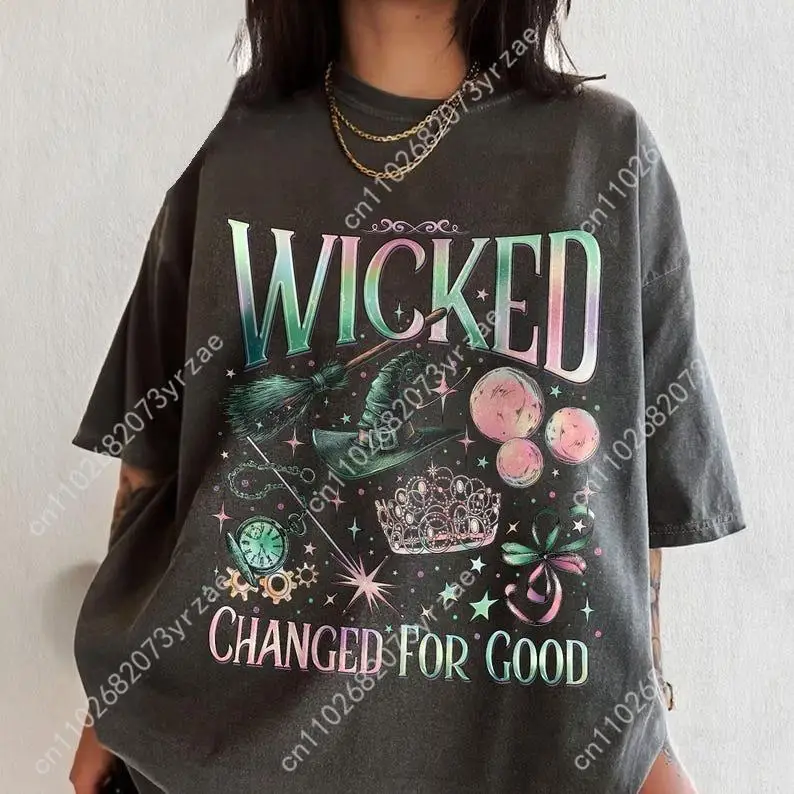 

Wicked Change For Good Retro Wash Tshirt Man Woman High Quality Vintage T Shirt Cotton Short Sleeves Tee Soft Breathable Tops