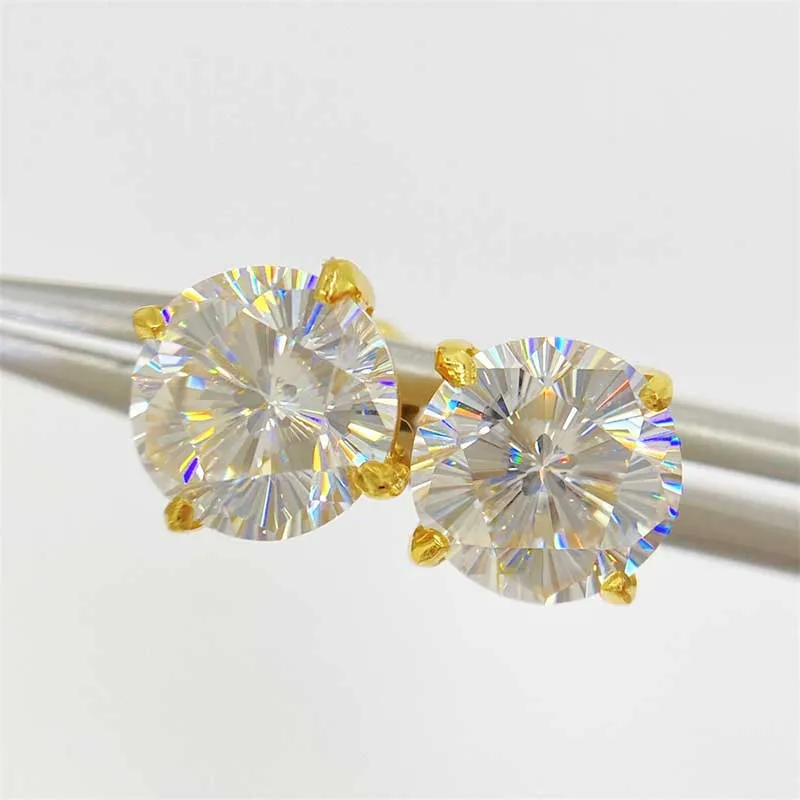 Blossom Cut Moissanite Earrings Screw Back 925 Sterling Silver D VVS1 Moissanite Diamond Stud Earrings 14K Gold Plated Pass Test
