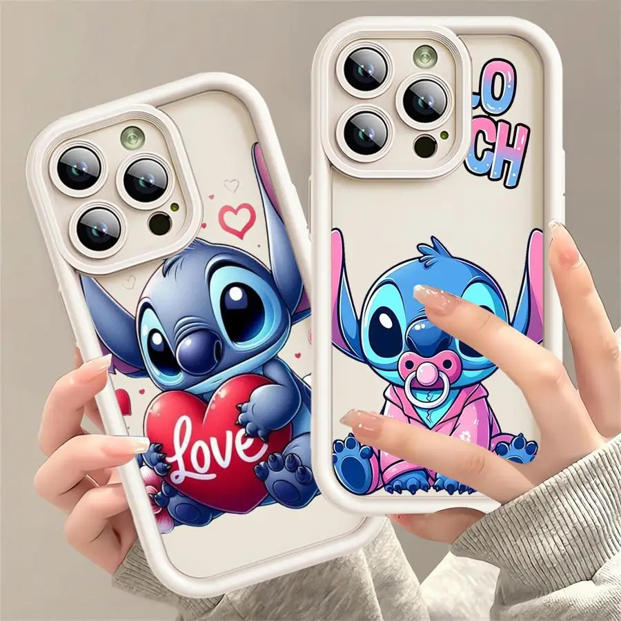 Cartoon Disney Cute Stitch For iPhone 16 15 promax Phone Case for iphone 13 case Anti-Fall Silicone Cover Shockproof Soft Covers