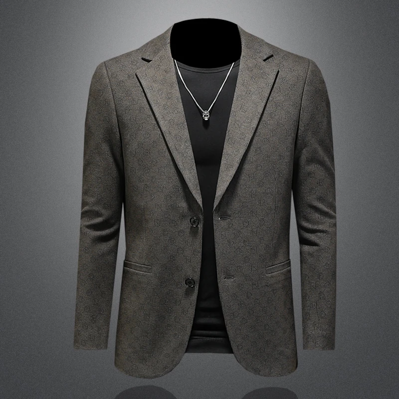 

Элегантный осенний шерстяной мужской костюм приталенного кроя, повседневная модная деловая верхняя одежда, пальто в корейском стиле, стандартный крой
