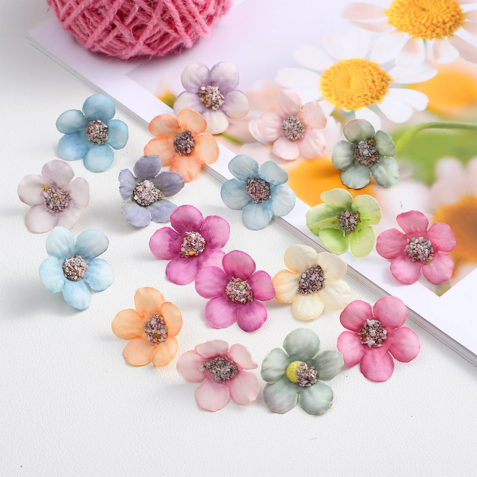 

50pcs African Daisy Artificial Flowers: Mini Silk Flower Heads For Diy Craft Wedding Decor Small Fake Flowers For Home Party