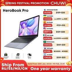 Ноутбук CHUWI HeroBook Pro, 8 ГБ ОЗУ, 256 ГБ SSD, Intel Celeron N4020, двухъядерный 14,1-дюймовый IPS-экран, Windows 11, ноутбуки для ноутбуков