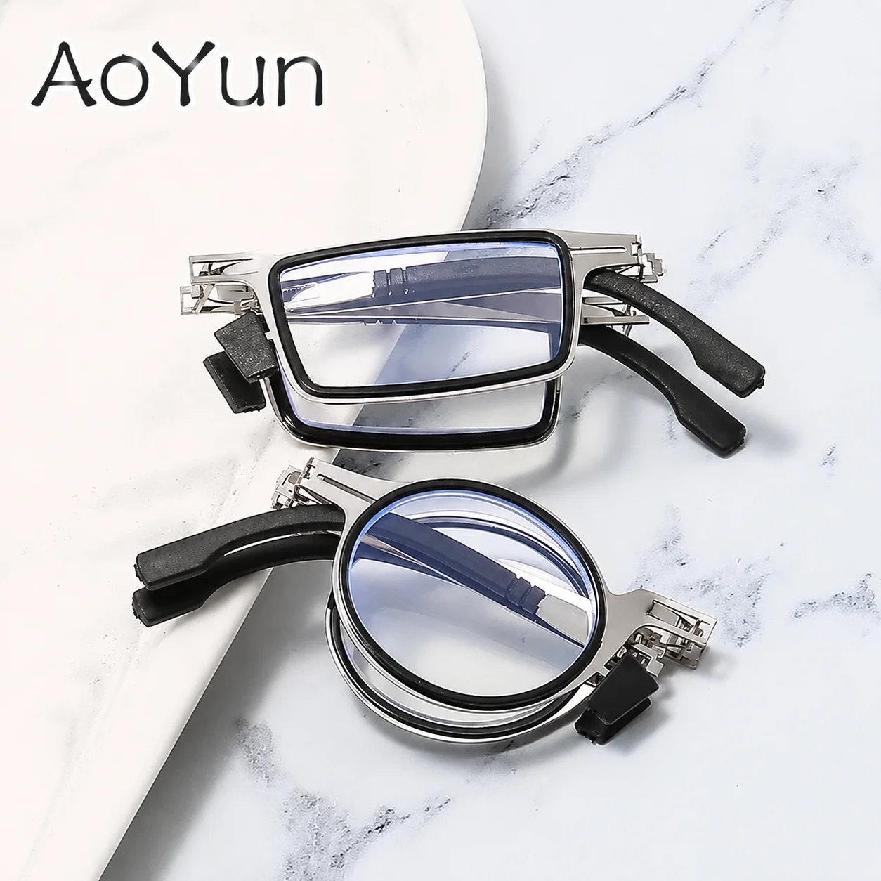 Foldable Blue Light Blocking Reading Glasses Ultra Light Portable Retro Full Frame Eyewear With Storage Case Plus Presbyopia