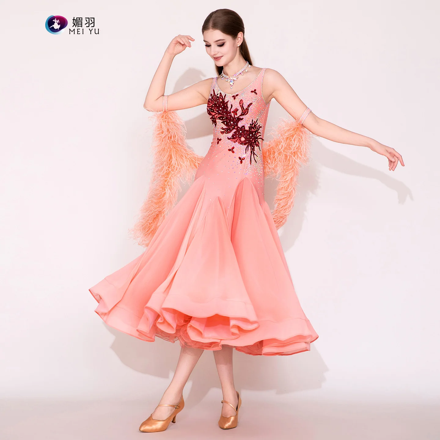 2025 أحدث امرأة قاعة الرقص المنافسة فستان قاعة الرقص الفالس القياسية فستان رقص النساء قاعة الرقص ازياء MY945