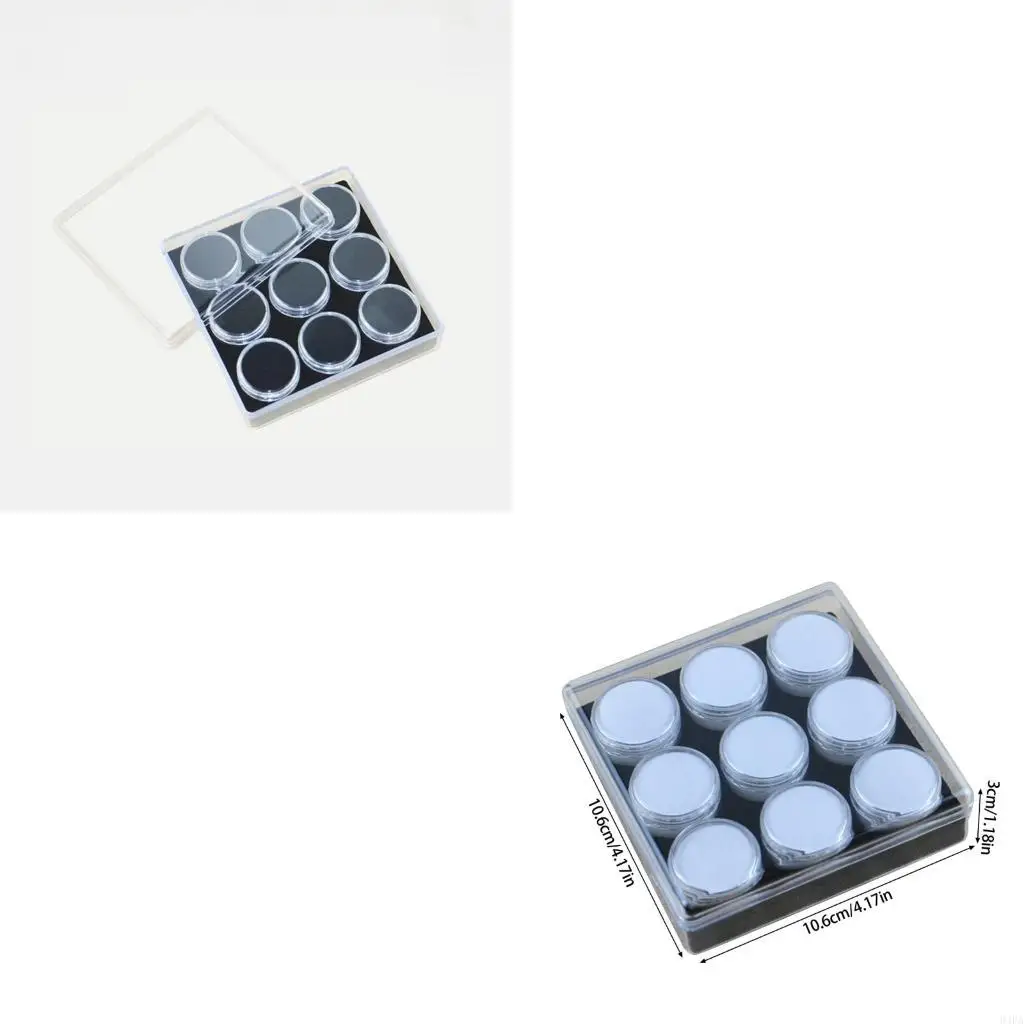 

94pa -акриловая ювелирная коробка с 9 слотом для драгоценных камней для хранения и кольца демонстрации с прозрачной крышкой и