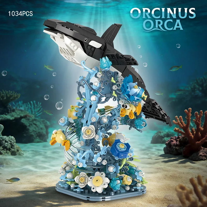 

Конструктор Idea Animals MOC: Кит-убийца Орка, наборы для сборки из кирпичиков, развивающие игрушки, коллекция для детей, подарки