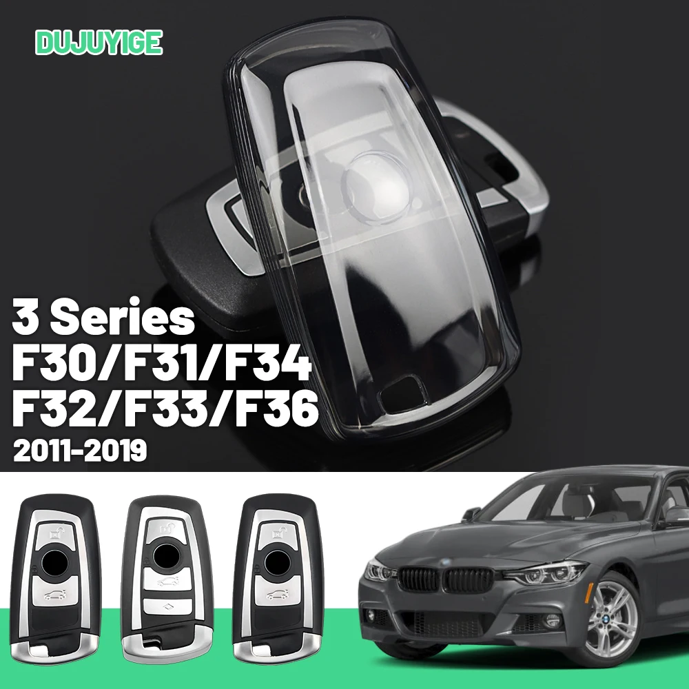 Clear TPU Car Key Case For BMW 3 Series F30 F31 F34 F32 F33 F36 2011-2019 Key Fob Cover Protector Shell Auto Accessories 2015