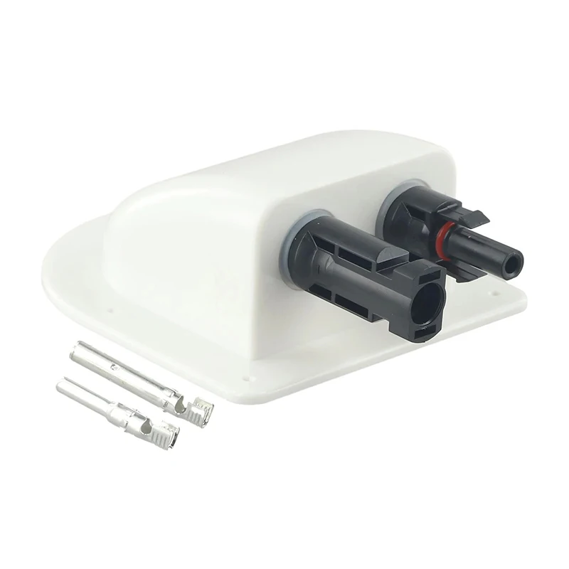 Waterproof Solar Cable Entry Gland Box Double Hole PV Wire Pass‑Through Housing for RV Caravan Motorhome Boat Solar Installation
