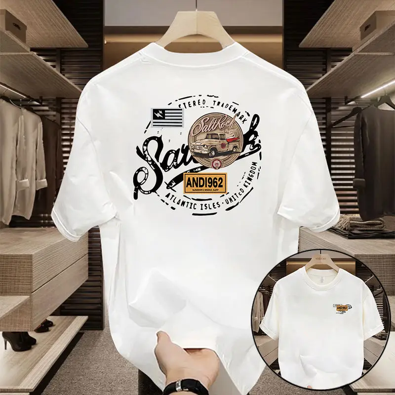 2026 Trend Unisex Trendy Retro Fan Tee Front Small Logo Back Classic Pickup Truck Badge Graphic Oversized Crew Neck Top