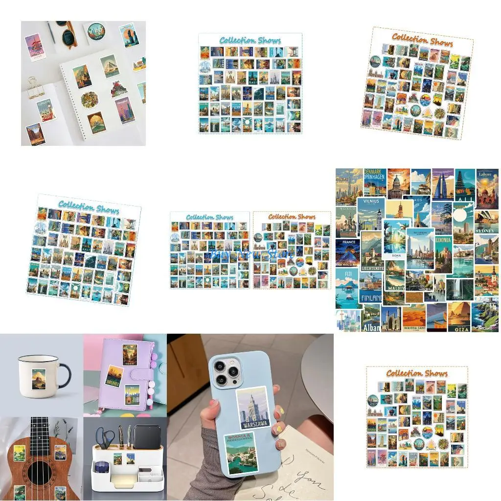 

20CE 50 шт. наклейка «Глобальная достопримечательность» наклейка «Всемирная достопримечательность» водонепроницаемый дизайн для