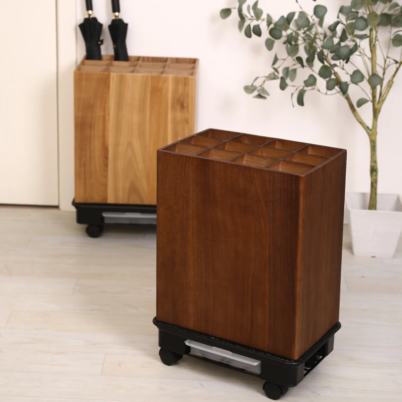 

‌ Подставка для зонтов из цельного дерева, коммерческий напольный держатель, органайзер для прихожей большой емкости, настенный поддон для капель