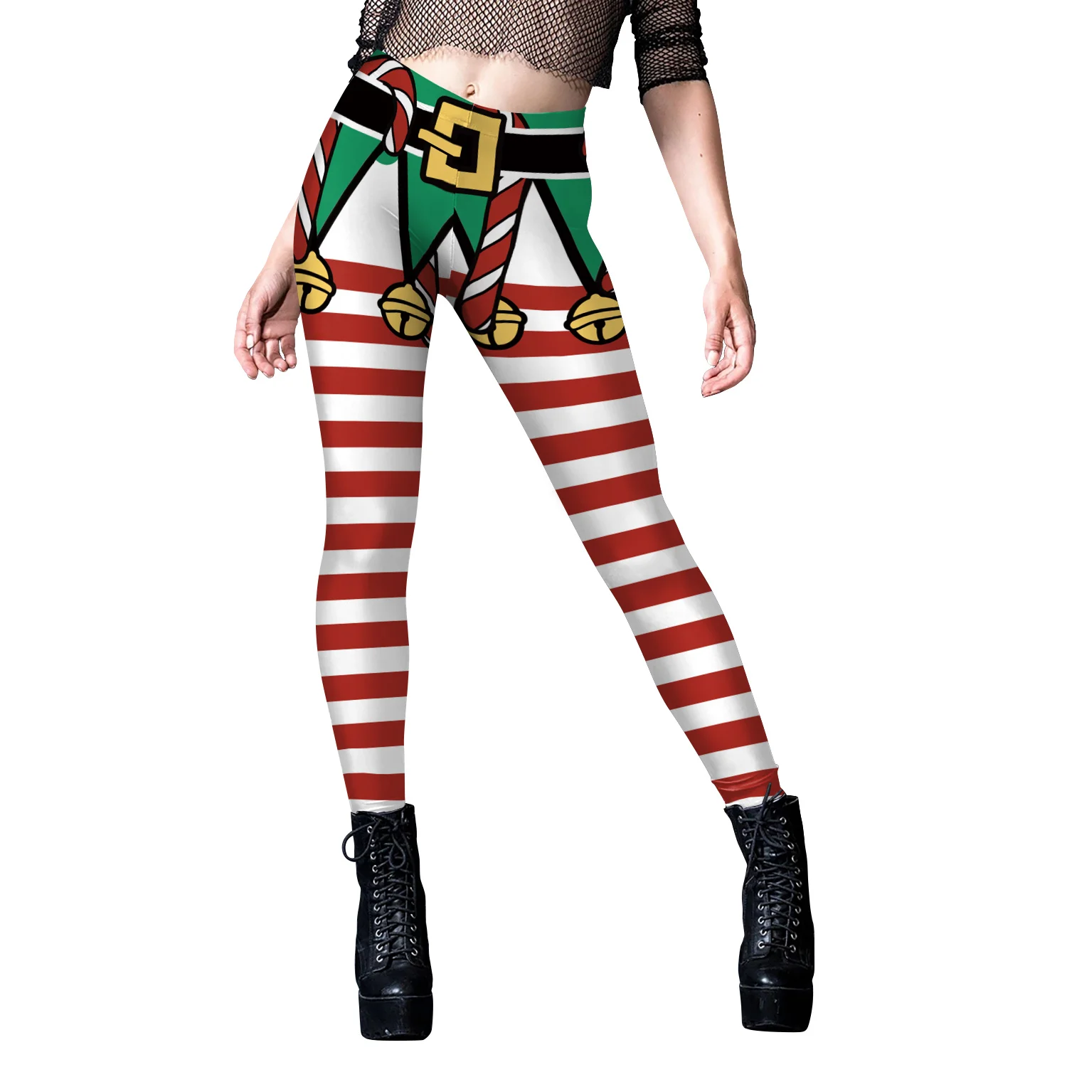 Damskie legginsy do jogi z grafiką choinki, modne, w paski, elastyczne, do codziennych zajęć, biegania na świeżym powietrzu, fitnessu, z wysokim stanem.