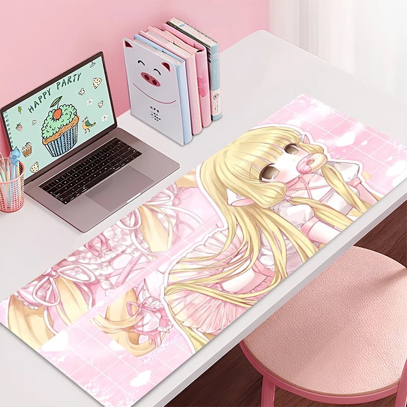 Mousepad Large C-chobits Chii Gaming Keyboard Gamer Non-Slip Mouse Pad on The Table Desk Mat coaster PC carpet Anime Mouse Mats