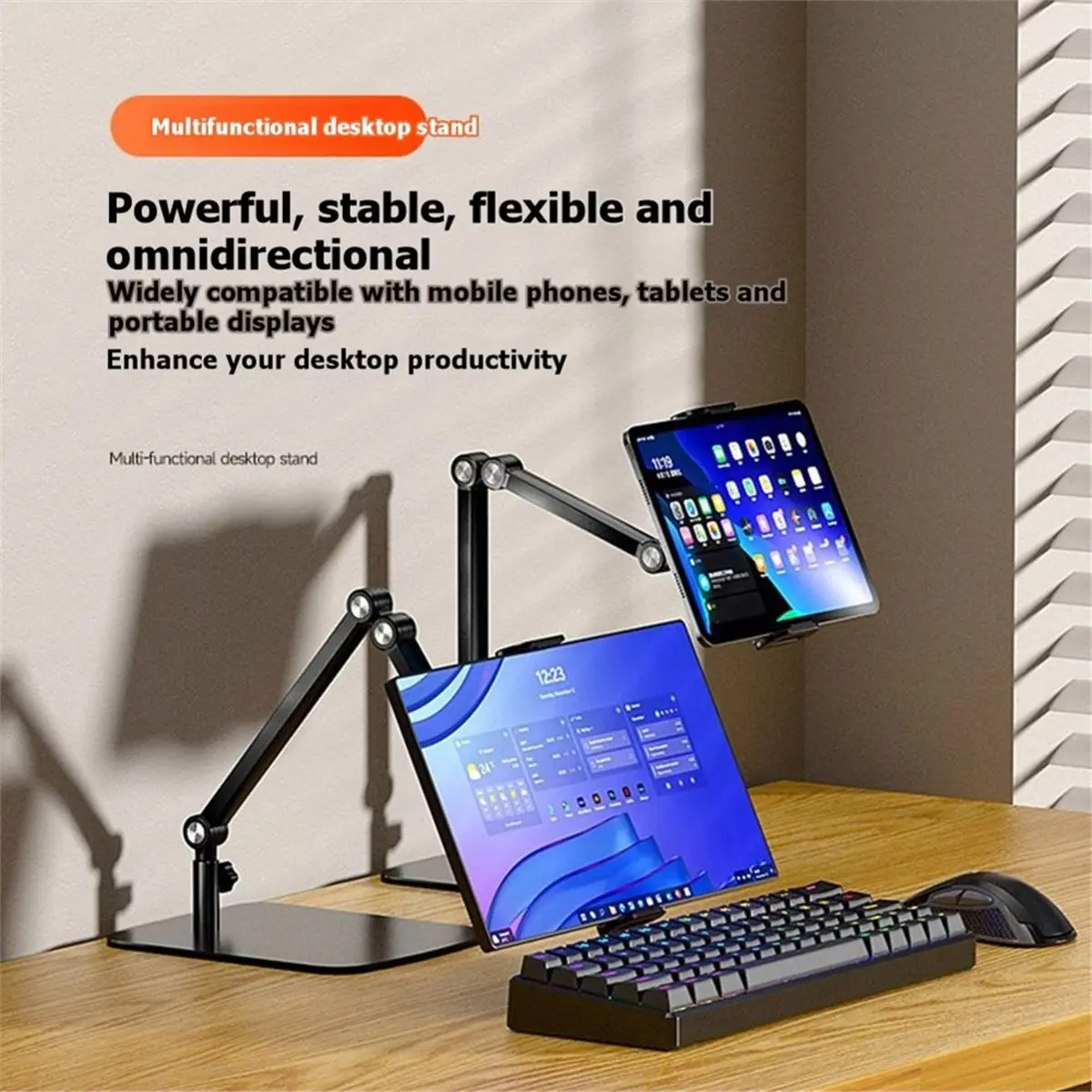2026 NEW Mobile Phone Tablet Holder Desktop Stand 360° Adjustable Length Angle for -Watching Live Straming Video