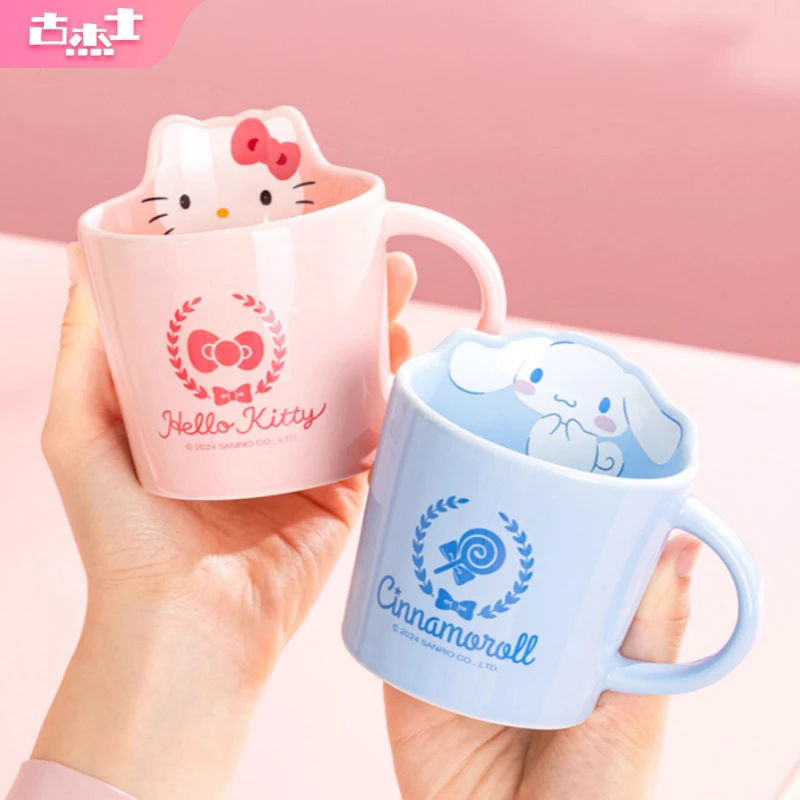 For Sanrio Collaboration Ceramic Mug Cartoon Pattern Coffee/Milk Cup Cute Hellokitty/Kuromi Design Mug Home Breakfast Water Cup
