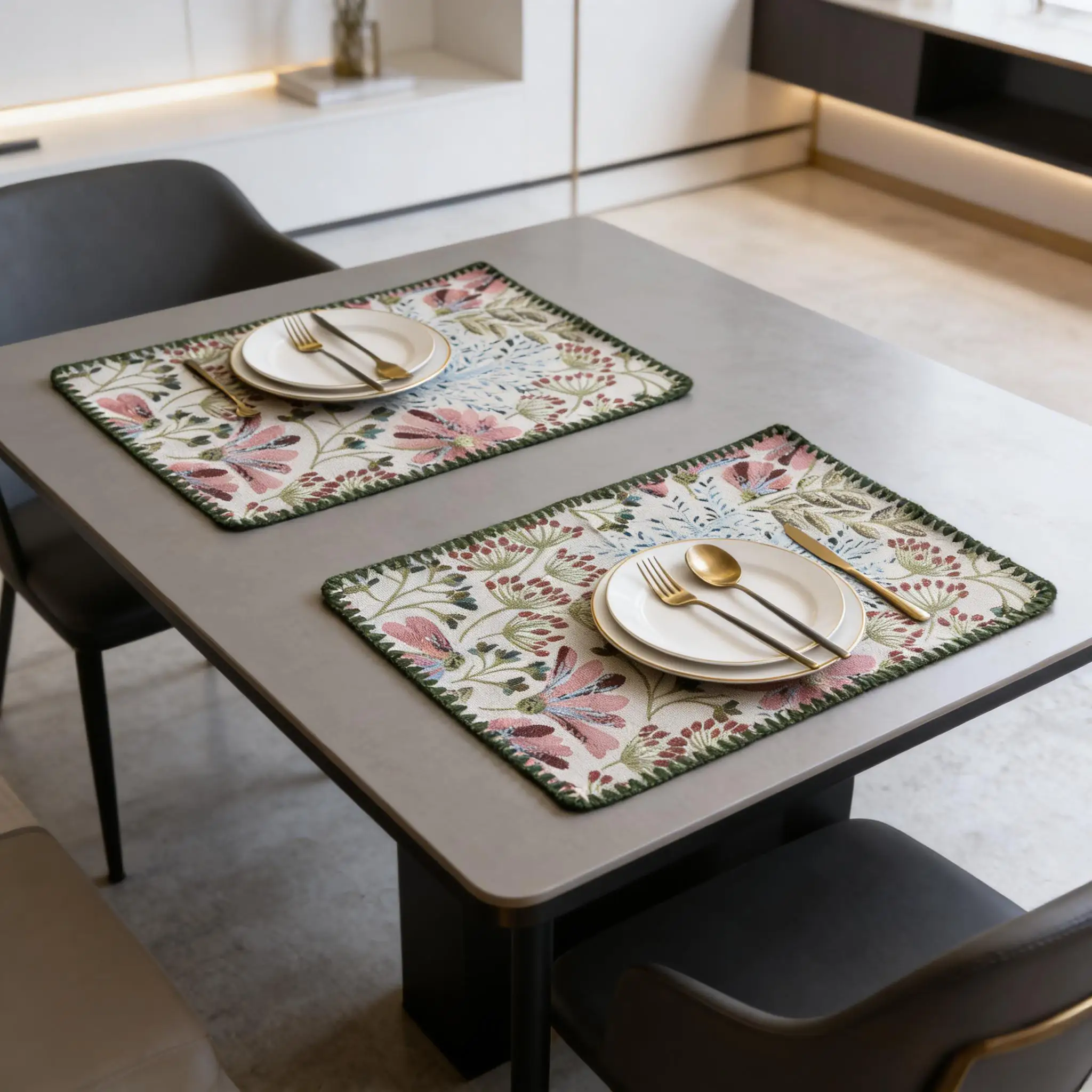 Placemats for Dining Table Cotton Linen Placemats Cloth Place Mats for Farmhouse Kitchen Tabletop Cotton Table mats 12 x 18 Inch