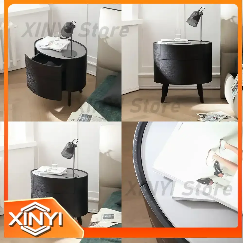 For Niche minimalist high-end bedside table ash wood simple modern bedroom fashion smoky color cream style storage cabinet