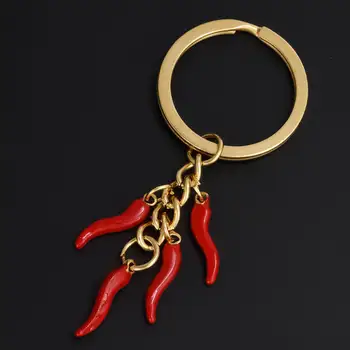 1 ks z nerezové oceli korejské ženy štěstí roh italský cornicello přívěsek klíčenka šperky vtipné zeleninové pálivé papriky brolok hromadně 10 nejlepší prodej Klíčenka s kořením - №9