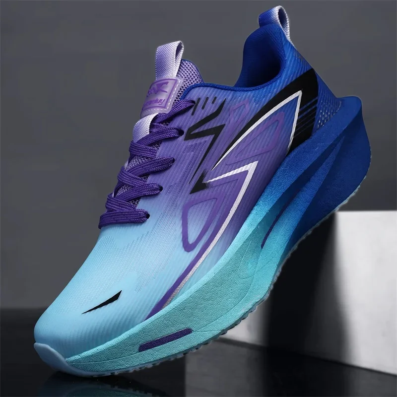 Professional Racing Carbon Plate Running Shoes Elastic Cushion Breathable Mesh Sneakers Anti Slip Marathon Training Sports Shoes