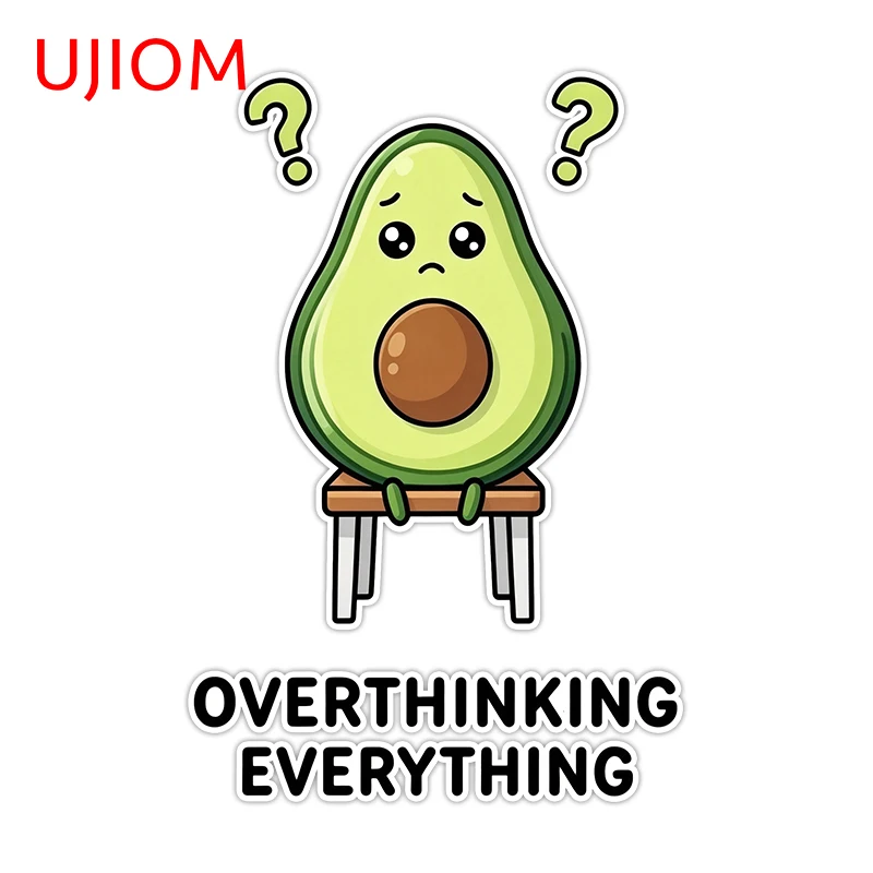 UJIOM Overthinking Everything Avocado Funny Wall Stickers Headboard Household Goods Luminous Decal Art DIY Home Decoration