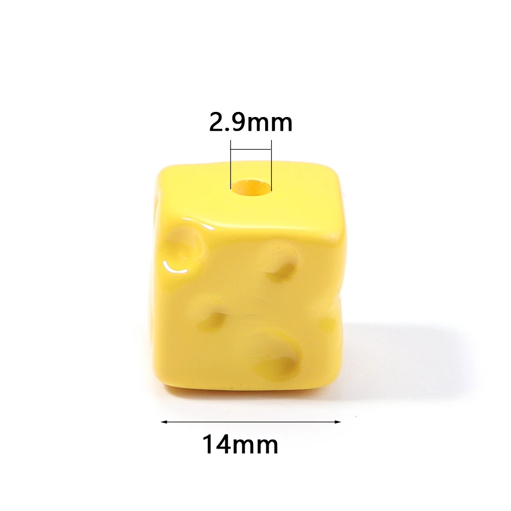 10pcs/lot 14mm Acrylic Square Beads Colorful Cheese Shape Loose Spacer Cube Beads For DIY Bracelet Phone Chain Decor Accessories