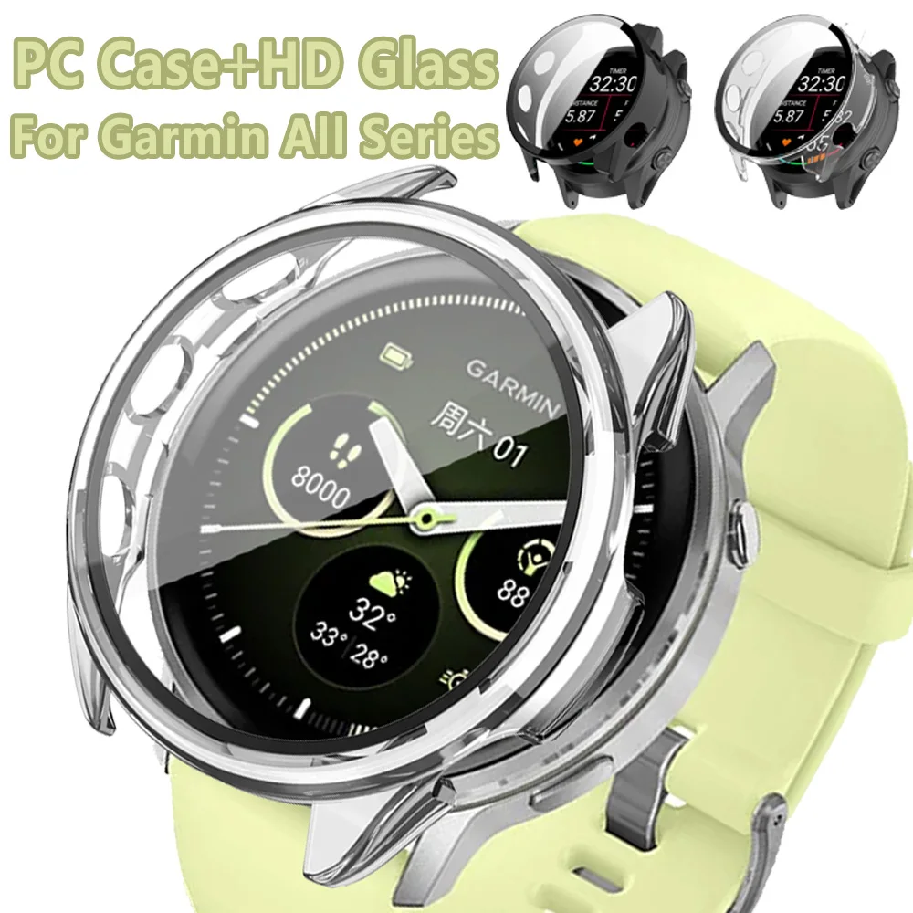 

PC Case＋HD Tempered Glass For Garmin Venu 4 45/41mm Forerunner 970/570/965 Clear Protective Shell Full Coverage Garmin Active 6