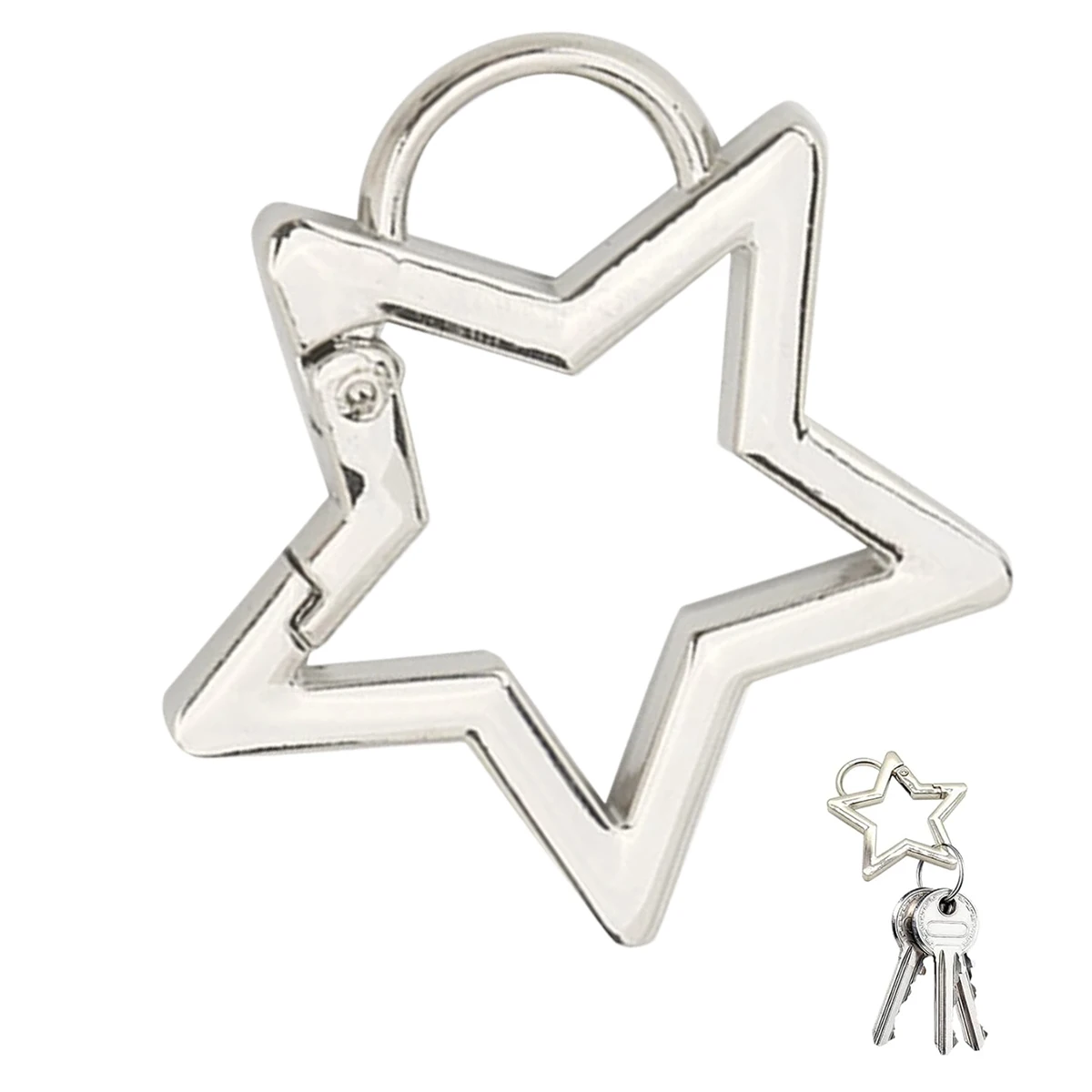 Star Keychain Clip Mini Small Carabiner,stainless Steel Durable Quick Release Auto Locking D-shape Spring Home Decor