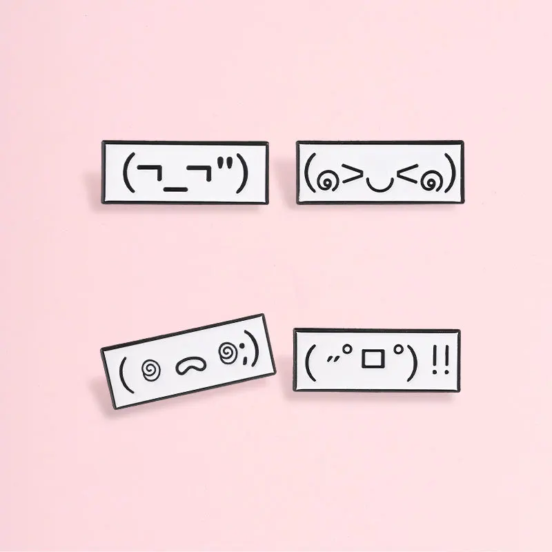 Fun emoji character badges book minimalist quadrilateral pin coat decoration brooch small accessory