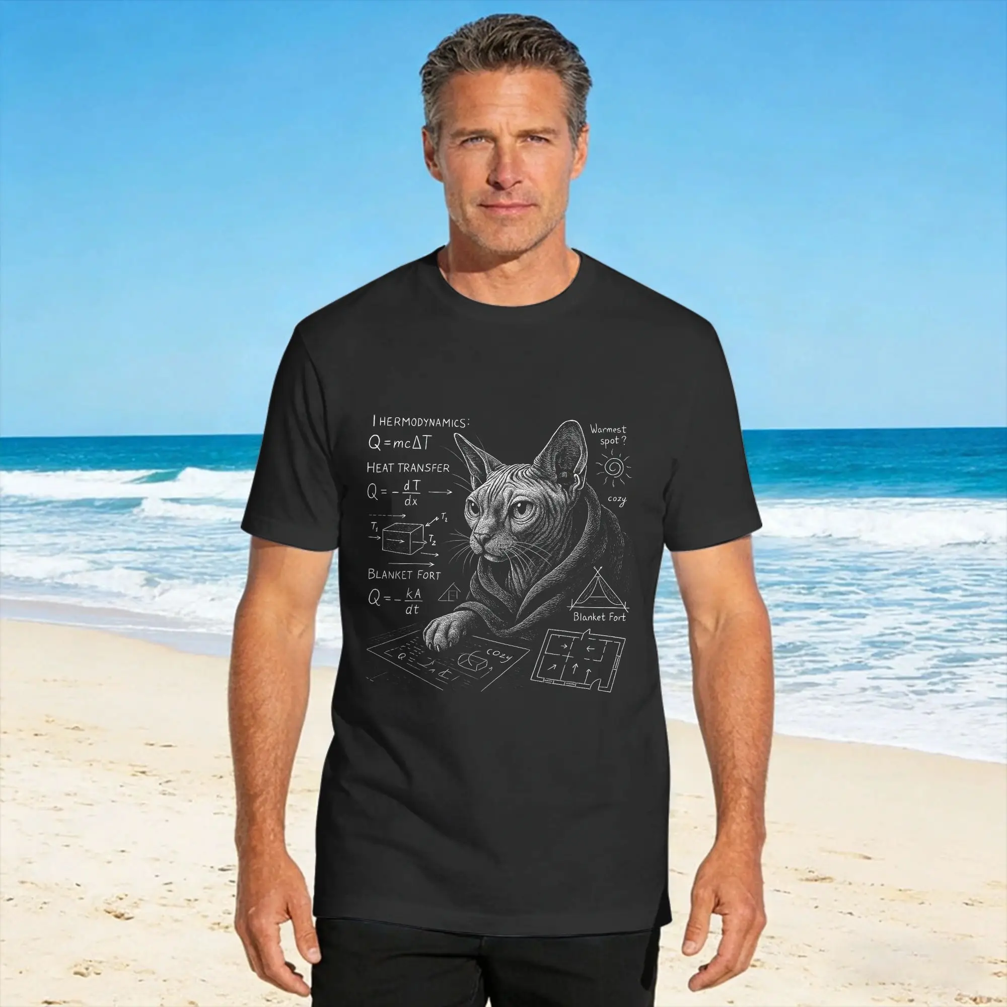 Funny Cat Math Physics Equations Science Humor T Shirt Beach  Classic T Shirts Cotton Harajuku Tee Shirt For Mens Pattern Tees
