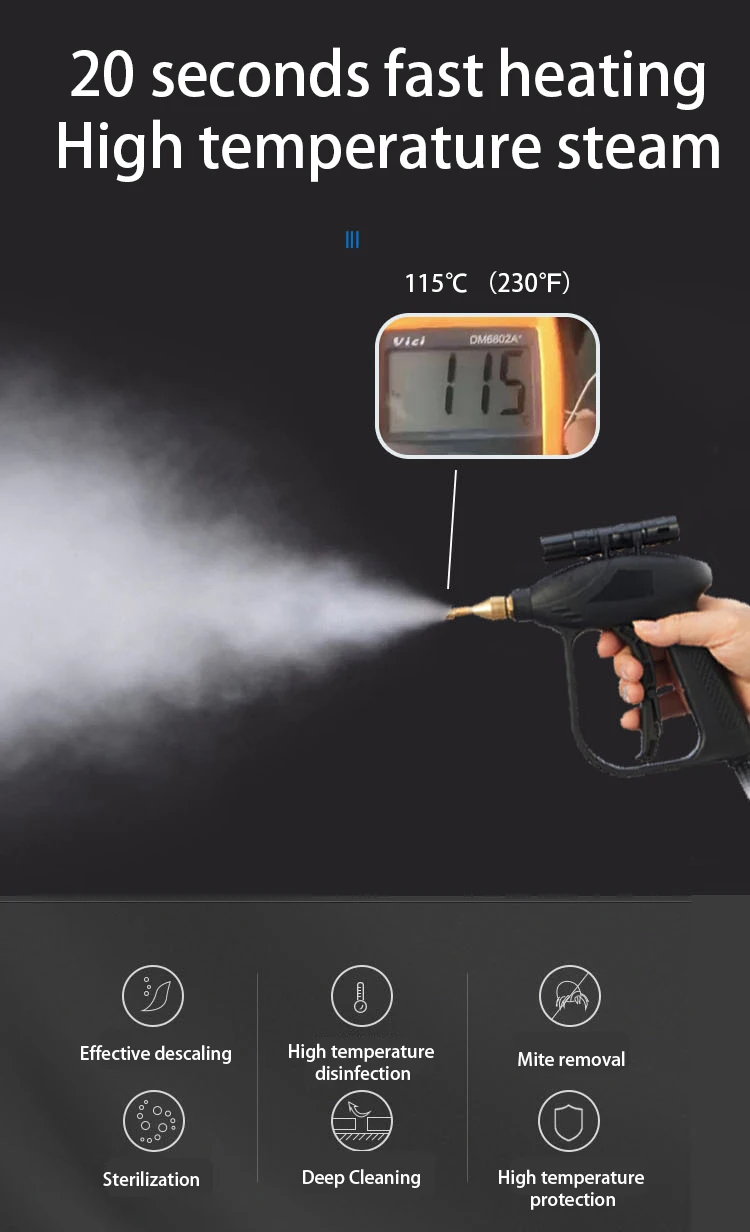 Description Picture 5 of itemHandheld home high temperature steam cleaners high pressure steamer for car detailing kitchen Air Conditioner