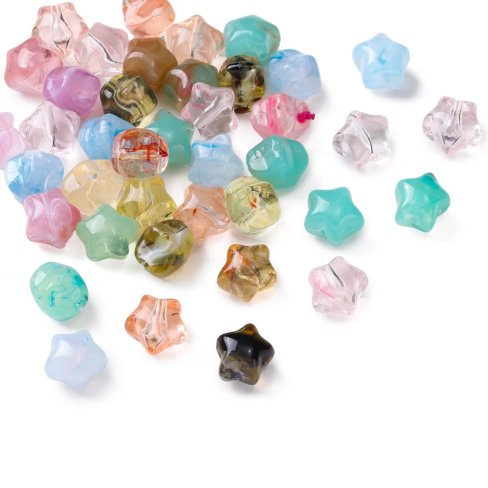 10pcs Acrylic Imitation Stone Bead Star Shaped Spacer Loose Beads for DIY Necklace Bracelet Phone Chain Jewelry Making Findings