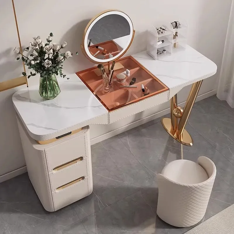 

Bedroom Makeup Vanity Table Mirror Desk Chair White Dressing Table Cabinet Luxury Bedside Modern Penteadeira Home Furniture